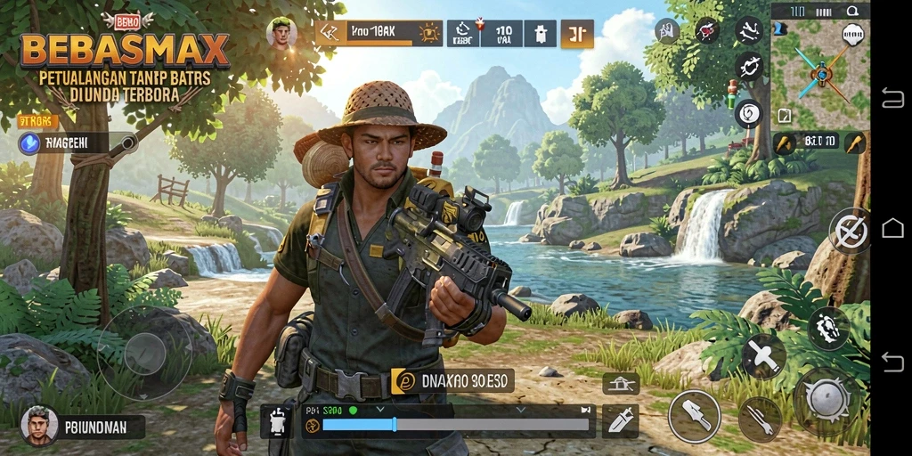 Tampilan menarik dari gameplay eksplorasi di BEBASMAX.