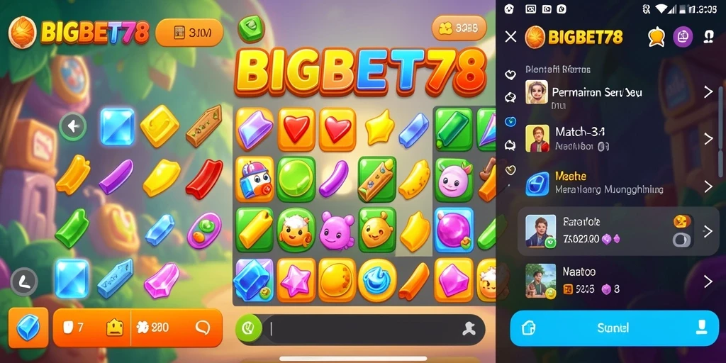Screenshot gameplay BIGBET78 menampilkan aksi seru Match-3.