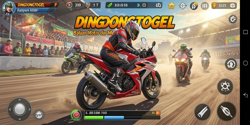 Gameplay balap motor yang mendebarkan dan seru.