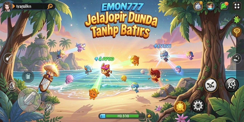 Screenshot EMON777 menampilkan dunia Open World yang indah dan mempesona.