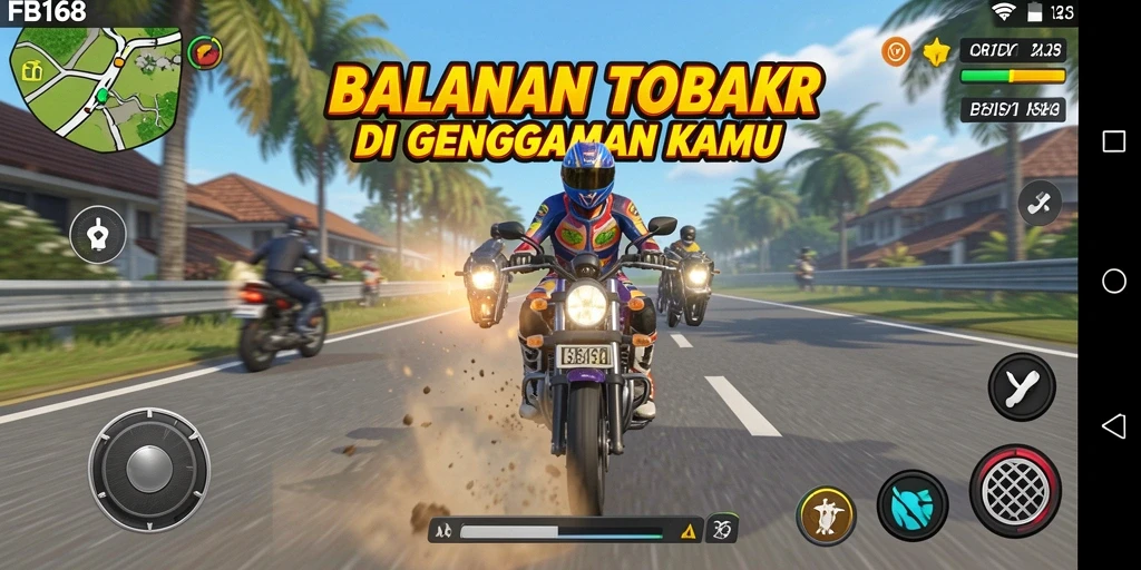 Tampilan seru gameplay balapan motor di FB168.
