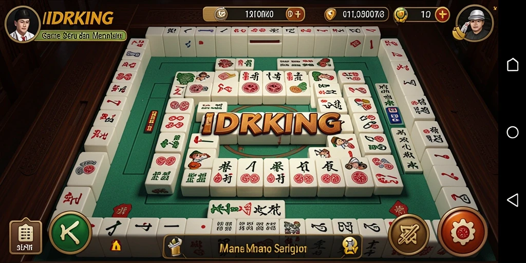 Tampilan gameplay menarik dari IDRKING dengan desain Mahjong yang kreatif.