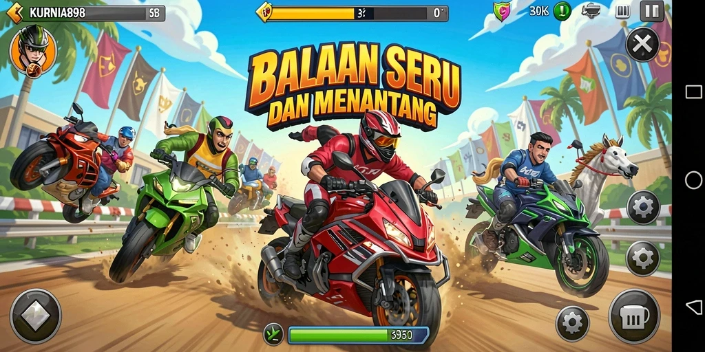 Tampilan gameplay KURNIA898 yang penuh aksi balapan seru.