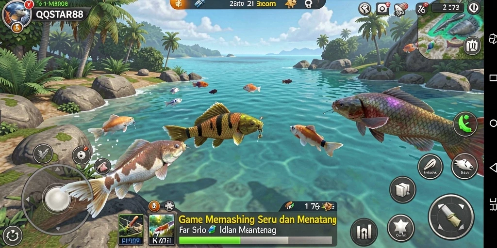 Gameplay seru dalam QQSTAR88 saat menangkap ikan.